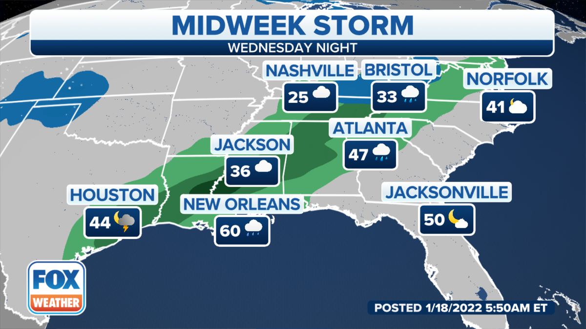 South midweek storm