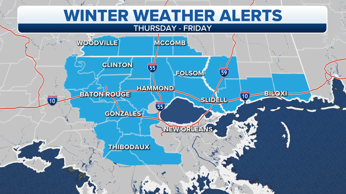Southeast winter weather alerts