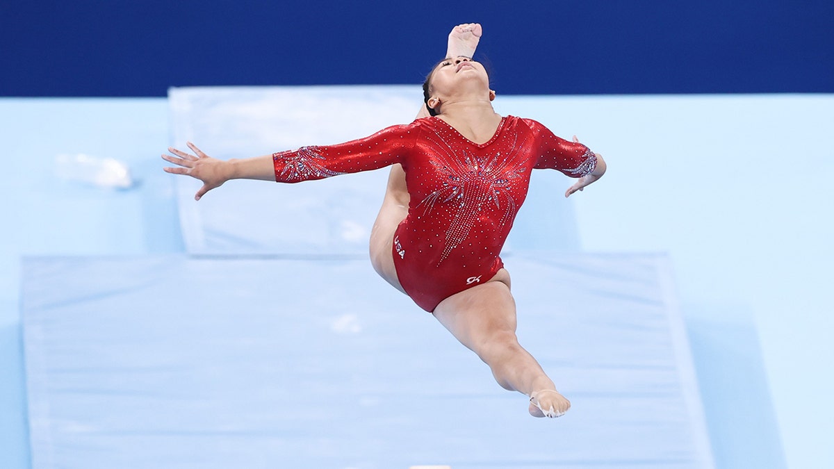 Sunisa Lee of the United States competes during the artistic gymnastics women's balance beam final at the Tokyo 2020 Olympic Games in Tokyo, Japan, Aug. 3, 2021.