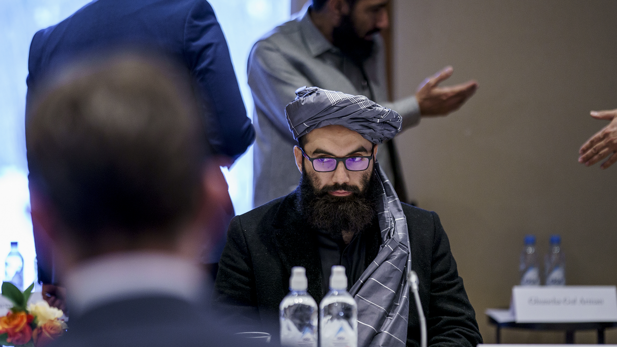 Taliban representative Anas Haqqani sits ahead of a meeting, in Oslo, Norway, on Jan. 24. 