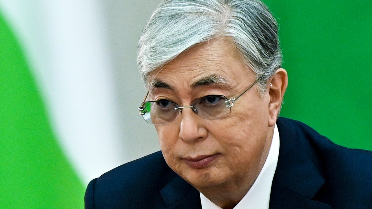 Kazakhstan's President Kassym-Jomart Tokayev attends a meeting of Presidents of ex-Soviet nations which are members of the Commonwealth of Independent States, at Konstantin Palace in Strelna, outside St. Petersburg on Dec. 28, 2021. (Yevgeny Biyatov, Sputnik, Kremlin Pool Photo via AP)