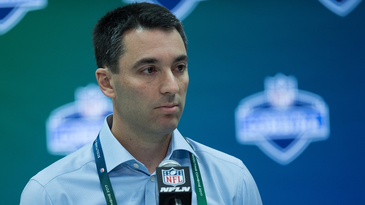 Los Angeles Chargers General Manager Tom Telesco at the podium during the NFL Scouting Combine on March 2, 2017 at Lucas Oil Stadium in Indianapolis, IN.