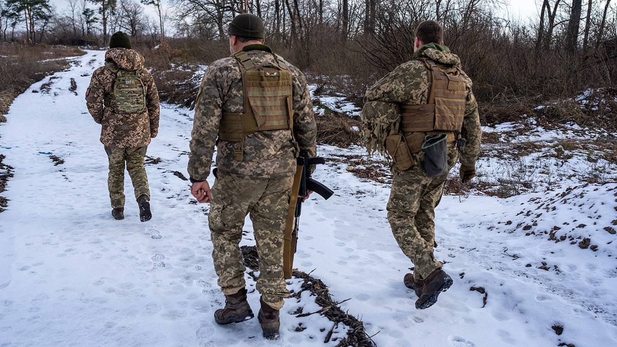 Ukrainian paratroopers near Stanytsia Luhanska, Luhansk Region, Ukraine