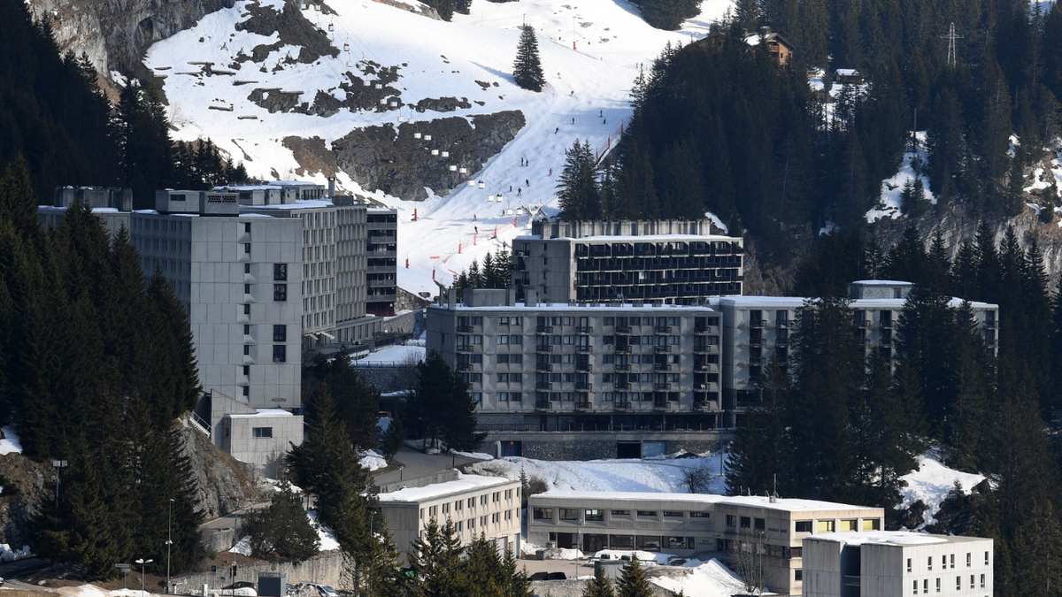 A picture taken on February 28, 2019 shows the ski resort of Flaine, central-eastern France, designed in 1960 by Hungarian-born architect Marcel Breuer.?