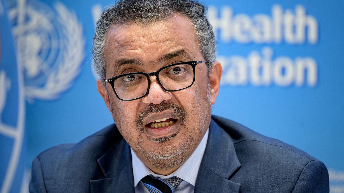 World Health Organization (WHO) Director-General Tedros Adhanom Ghebreyesus gives a press conference on Dec. 20, 2021, at the WHO headquarters in Geneva. 