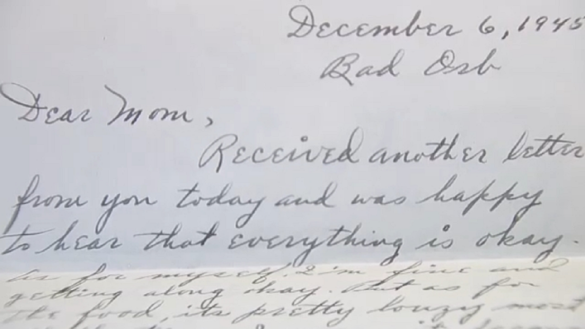 The letter was addressed to Gonsalves' mother, who also lived in Woburn, Mass., during World War II. (WFXT)