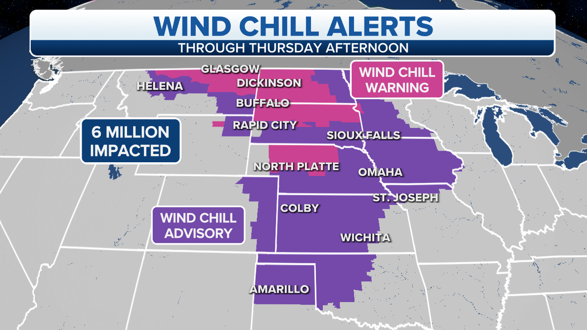 Wind chill alerts through Thursday afternoon