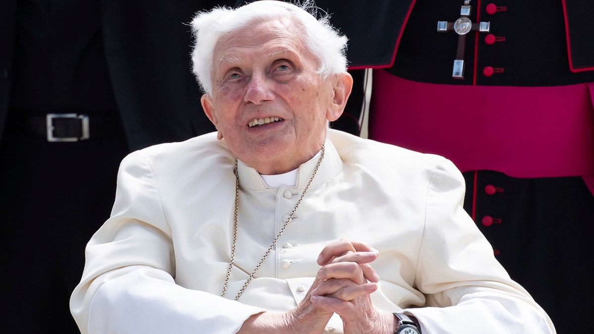 Emeritus Pope Benedict XVI arrives for his departure at Munich Airport in Freising, Germany, June 22, 2020.