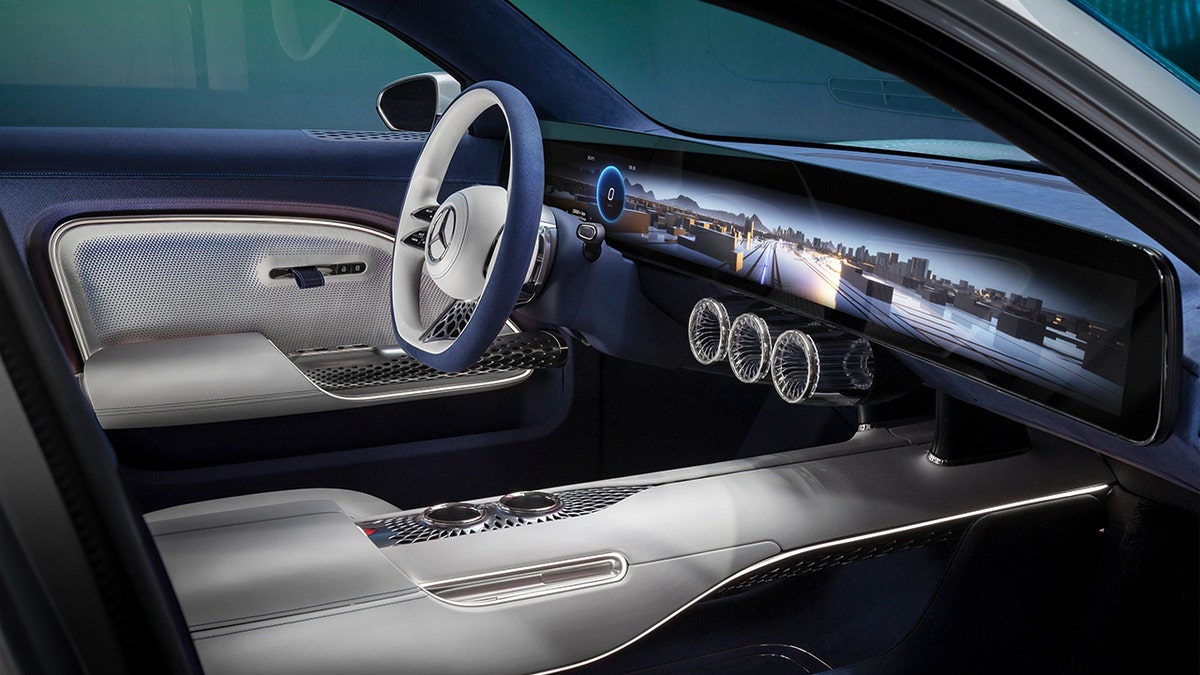 The interior of the Vision EQXX is equipped with a 47.5-inch wide display.
