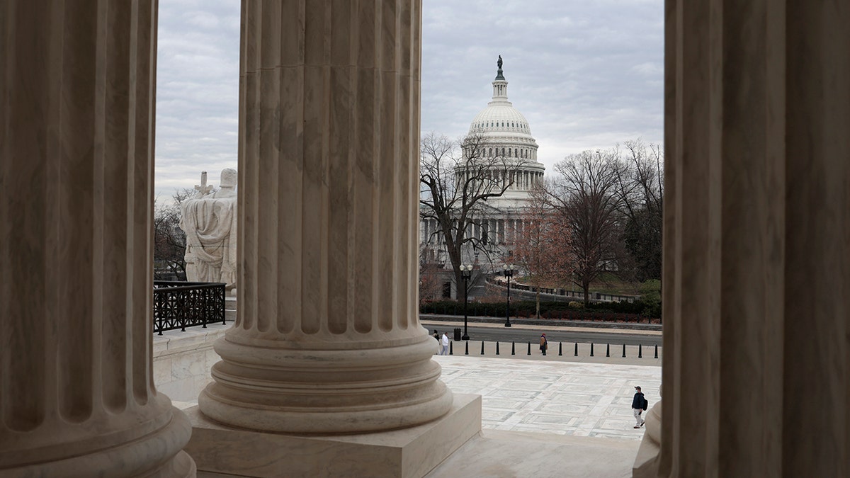 The U.S. Capitol Building is seen from the U.S. Supreme Court Building on Dec. 29, 2021 in Washington, DC. 