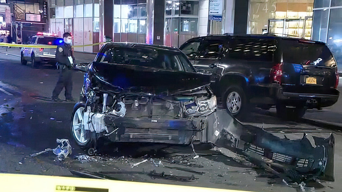 The suspect crashed the stolen car near Columbus Circle and fled into the subway, police said.