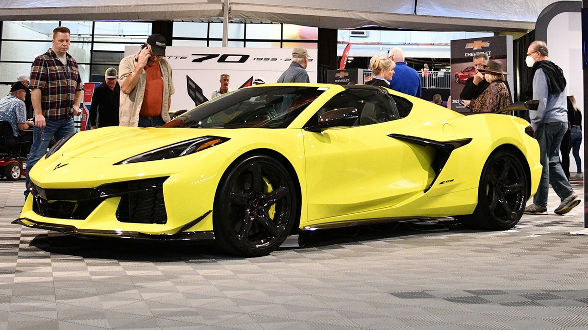 The yellow Z06 on display was a stand-in for the production car, which will be built later this year.
