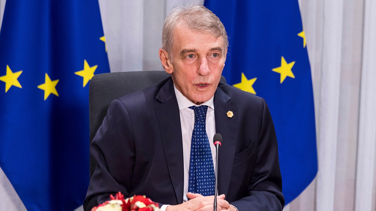 European Parliament President David Sassoli speaks prior to a signing ceremony of EU Legislative Priorities for 2022 on the sidelines of an EU Summit in Brussels, on Dec. 16, 2021. Sassoli has died at a hospital in Italy, his spokesman said in a tweet Tuesday, Jan. 11, 2022. (AP Photo/Geert Vanden Wijngaert, Pool, File)