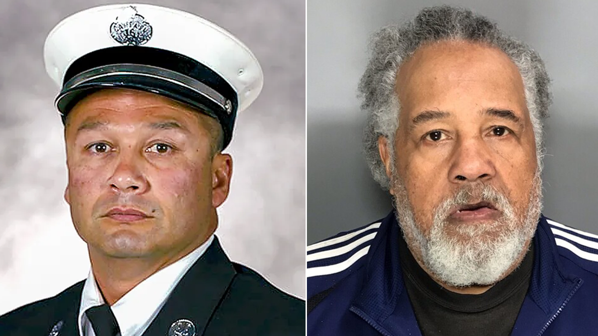 Split photo of firefighter Max Fortuna and accused shooter Robert Somerville