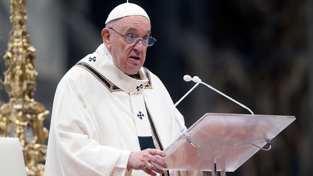 Pope Francis speaking during Mass