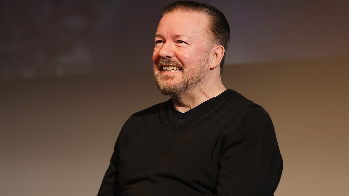 Ricky Gervais speaks onstage at the Season 3 Premiere of Netflix's "After Life" at the BFI Southbank