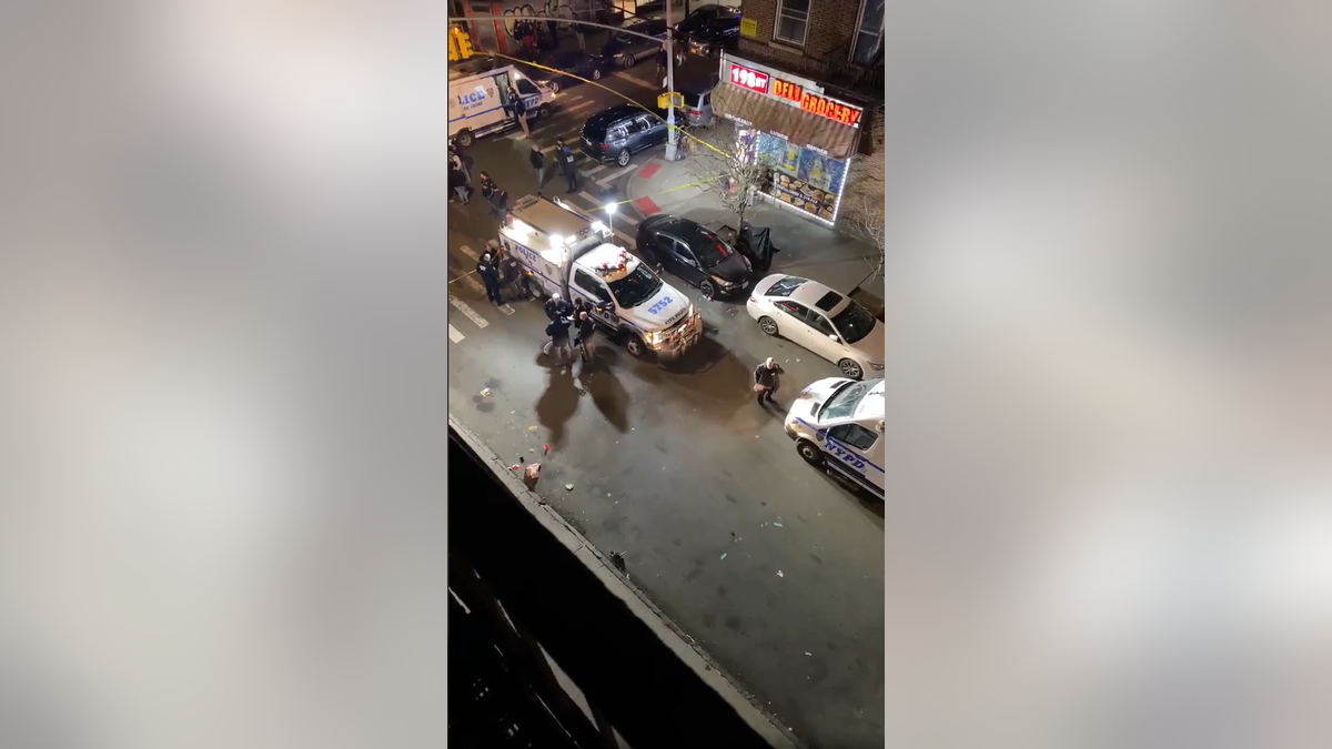 Video posted to Citizen.com shows a large police presence at the intersection of 198t Street and Valentine Avenue Wednesday evening.
