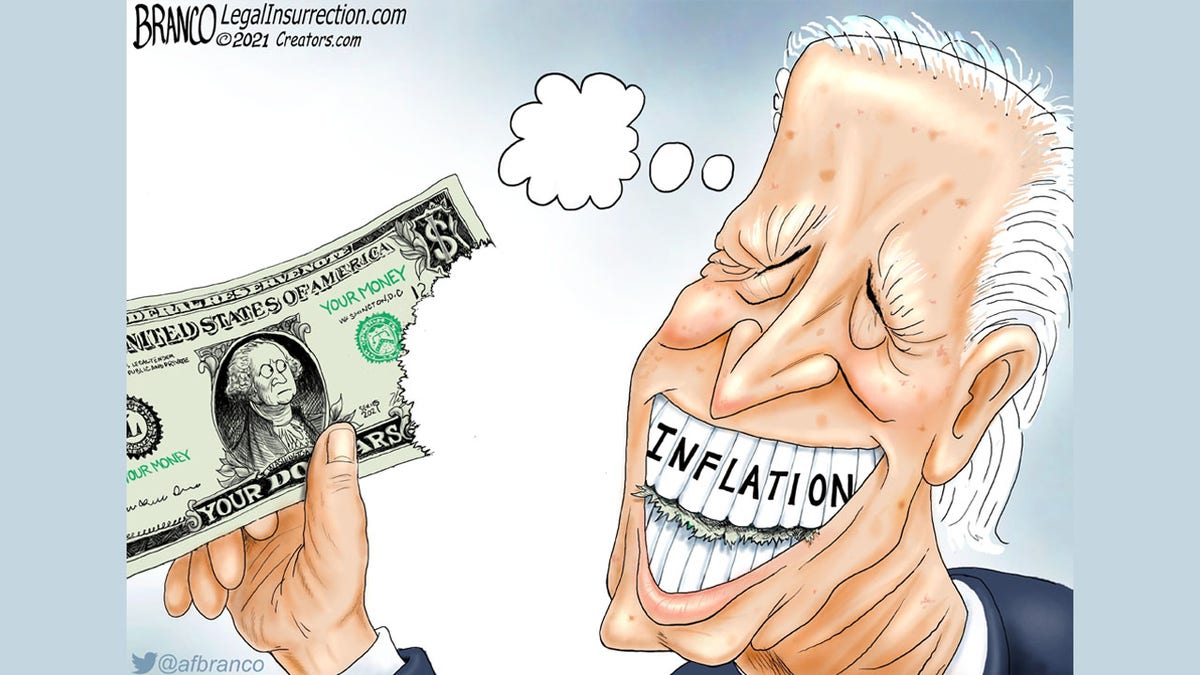 Cartoon depicting Biden as source of inflation