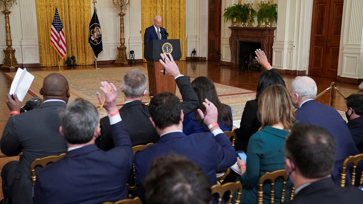U.S. President Joe Biden holds a formal news conference in the East Room of the White House