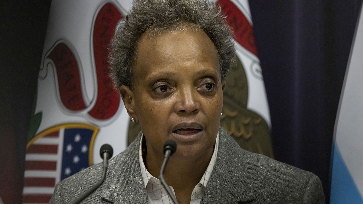 Mayor Lori Lightfoot speaks on Jan. 4, 2022, at Chicago Police headquarters. 