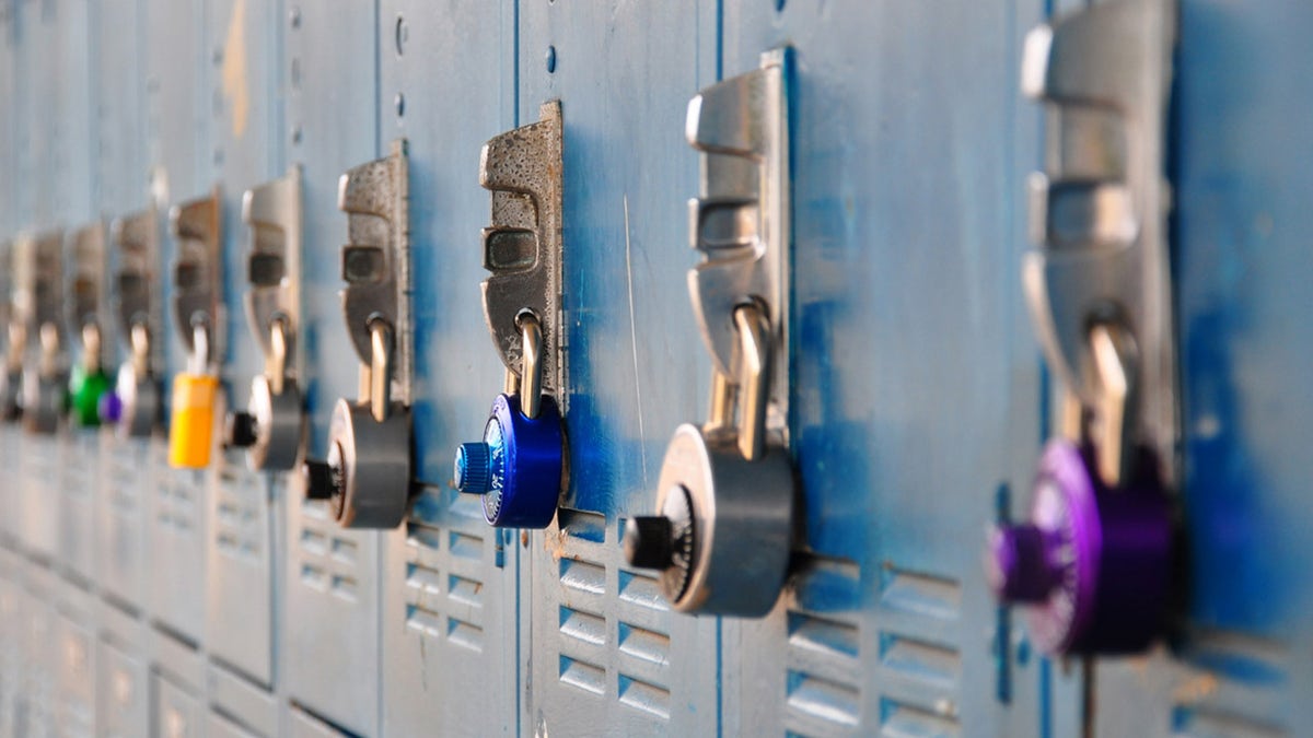 Locks on lockers at a school