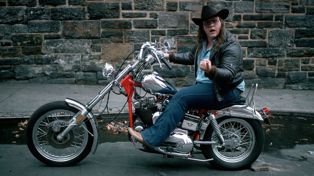 Meat Loaf on a motorcycle 