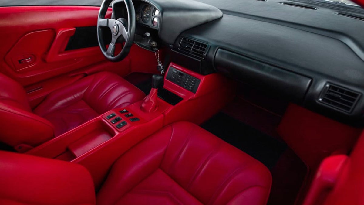 The Cizeta-Moroder V16T's interior features the simple styling common among supercars of the era.