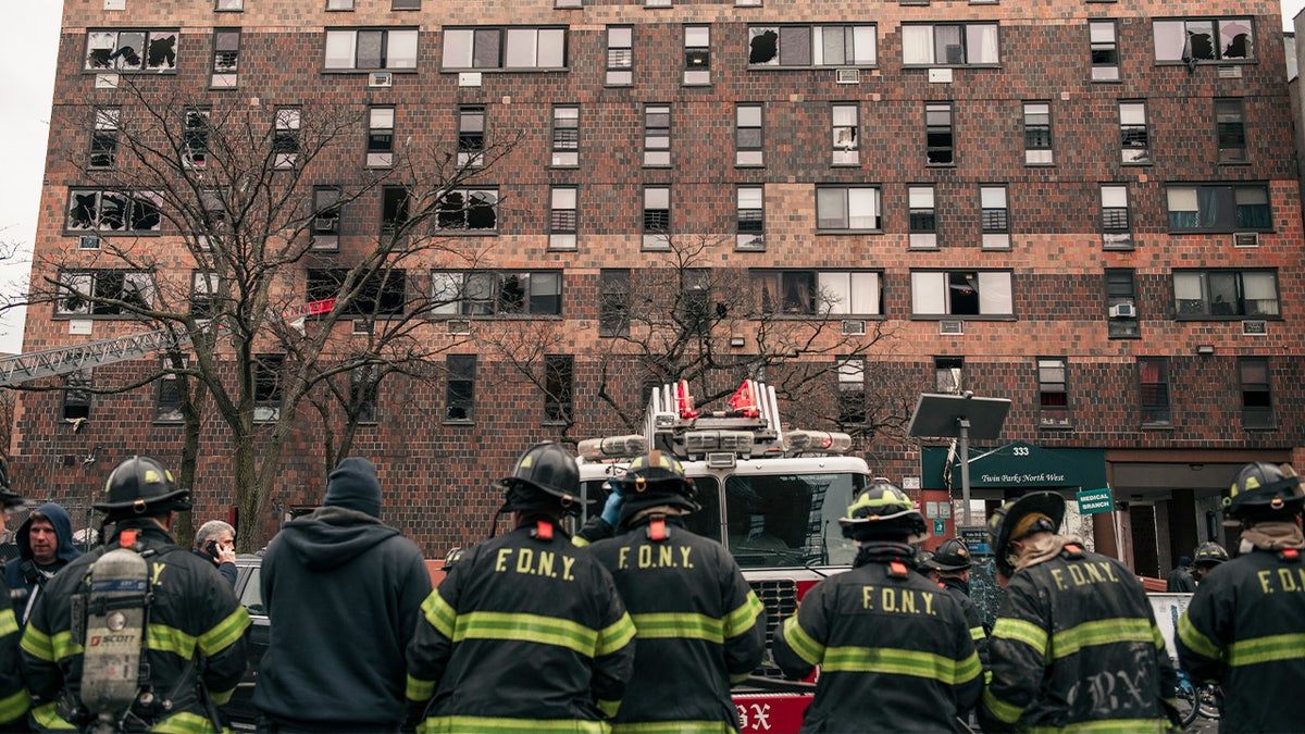 FDNY at the scene of a data fire at an apartment building in the Bronx. 