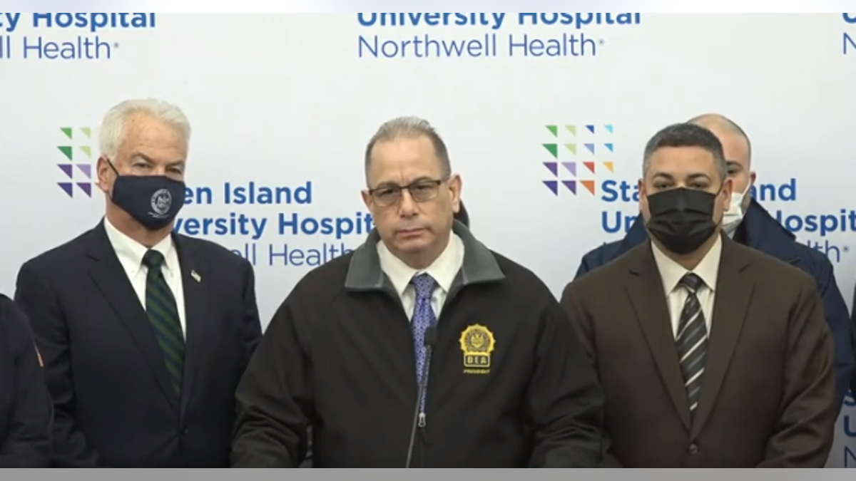 Paul DiGiacomo, president of the Detectives Endowment Association, speaks at a press conference Thursday after an NYPD detective was shot while executing warrants in Staten Island. He demanded changes to the bail reform law.