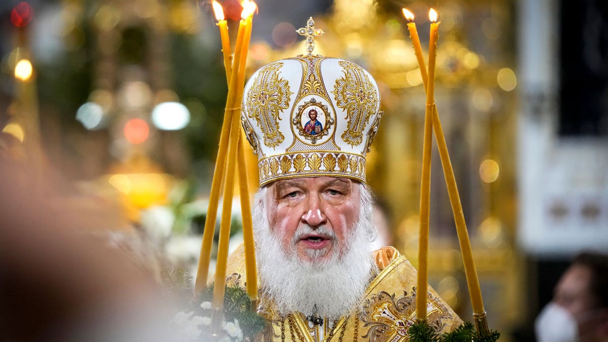 Russian Orthodox Patriarch Kirill delivers the Christmas Liturgy in the Christ the Saviour Cathedral in Moscow, Russia, Thursday, Jan. 6, 2022. 