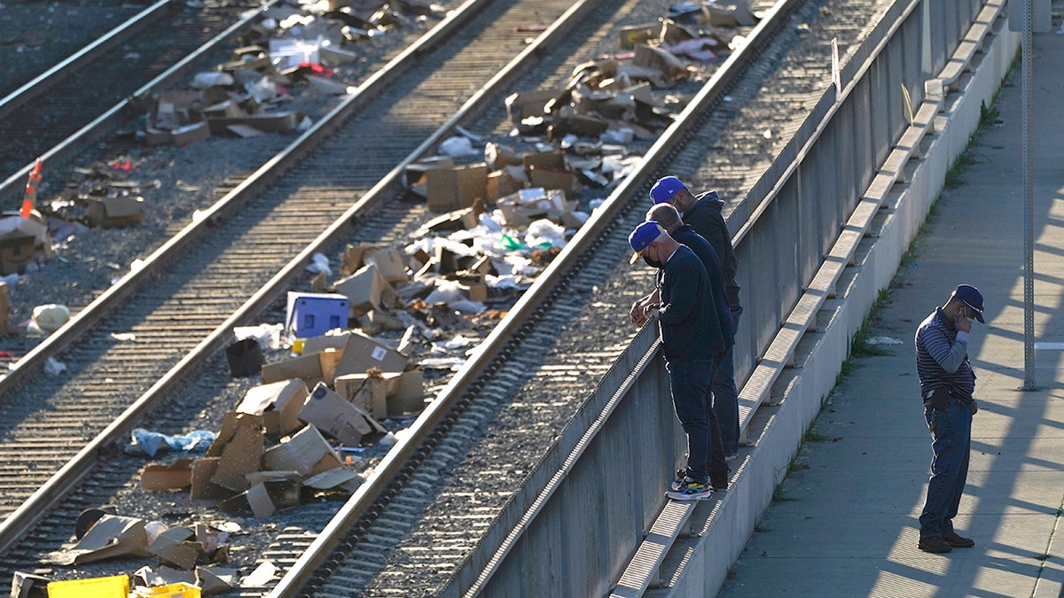 Union Pacific railroad site in Los Angeles covered with debris