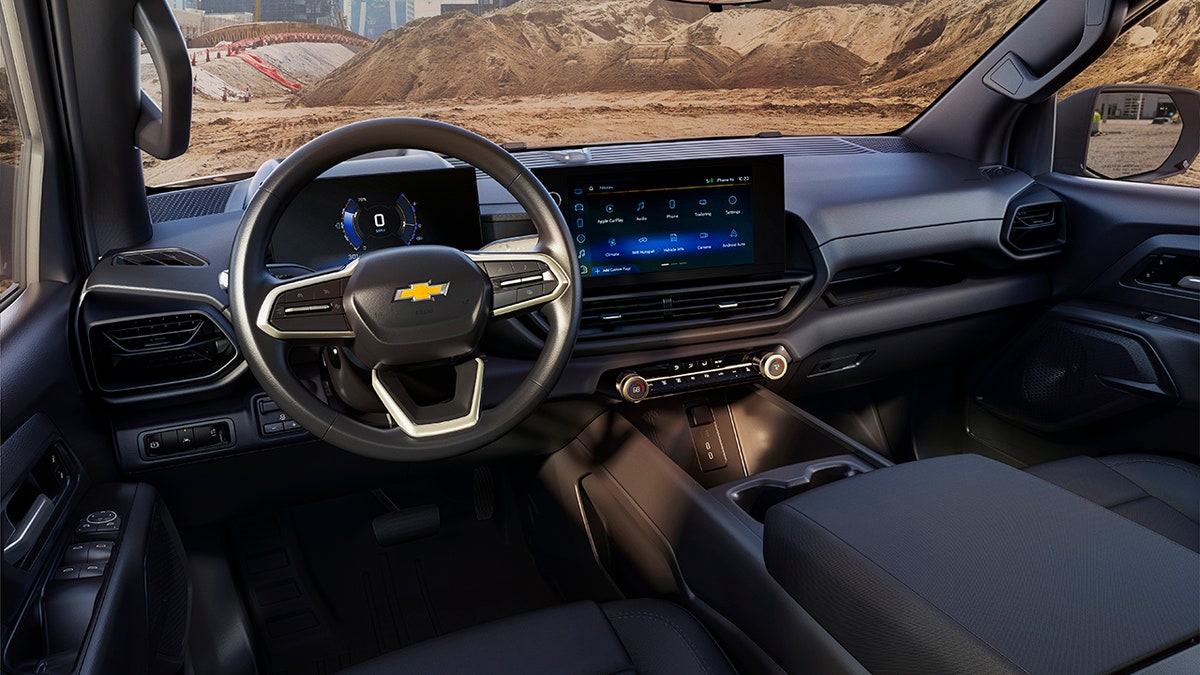 The Silverado EV WT interior features full digital instrumentation.