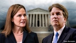 WASHINGTON, DC - OCTOBER 21: Supreme Court nominee Judge Amy Coney Barrett poses for a photo with Sen. Roy Blunt (R-MO) on Capitol Hill on October 21, 2020 in Washington, DC. President Donald Trump nominated Barrett to replace Justice Ruth Bader Ginsburg after her death.  ______ Brett Kavanaugh, U.S. Supreme Court associate justice nominee for U.S. President Donald Trump, listens during a Senate Judiciary Committee confirmation hearing in Washington, D.C., U.S., on Thursday, Sept. 6, 2018. Kavanaugh yesterday steered clear of trouble in a marathon day before a Senate panel, refusing to say whether he would overturn the constitutional right to abortion or disqualify himself from any case directly involving Trump.  ___ UNITED STATES - SEPTEMBER 23: Storm clouds hang over the U.S. Supreme Court building in Washington on Thursday, Sept. 23, 2021.
