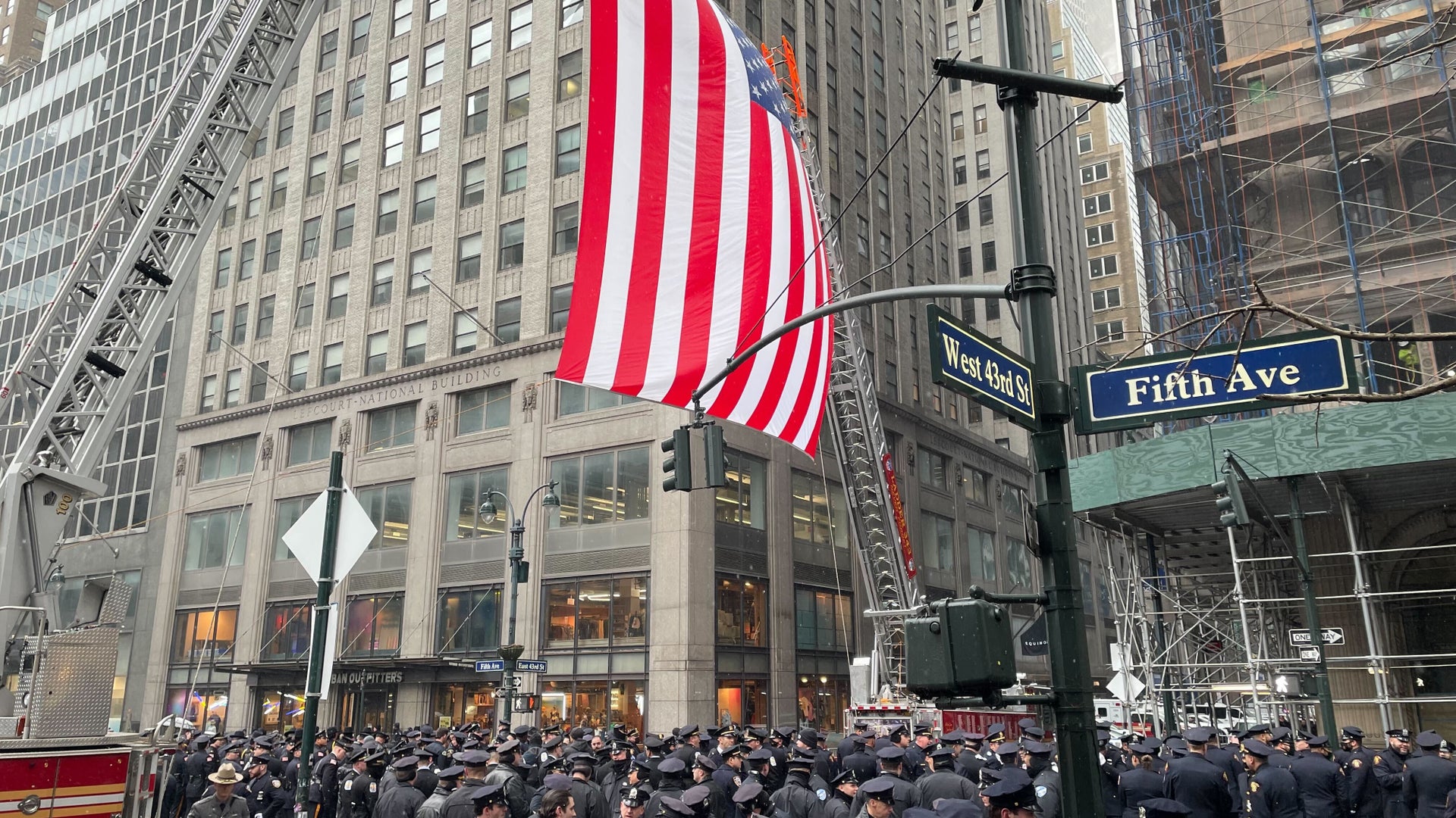 Thousands gather for the funeral for fallen NYPD officer Jason Rivera on Jan. 28, 2022.