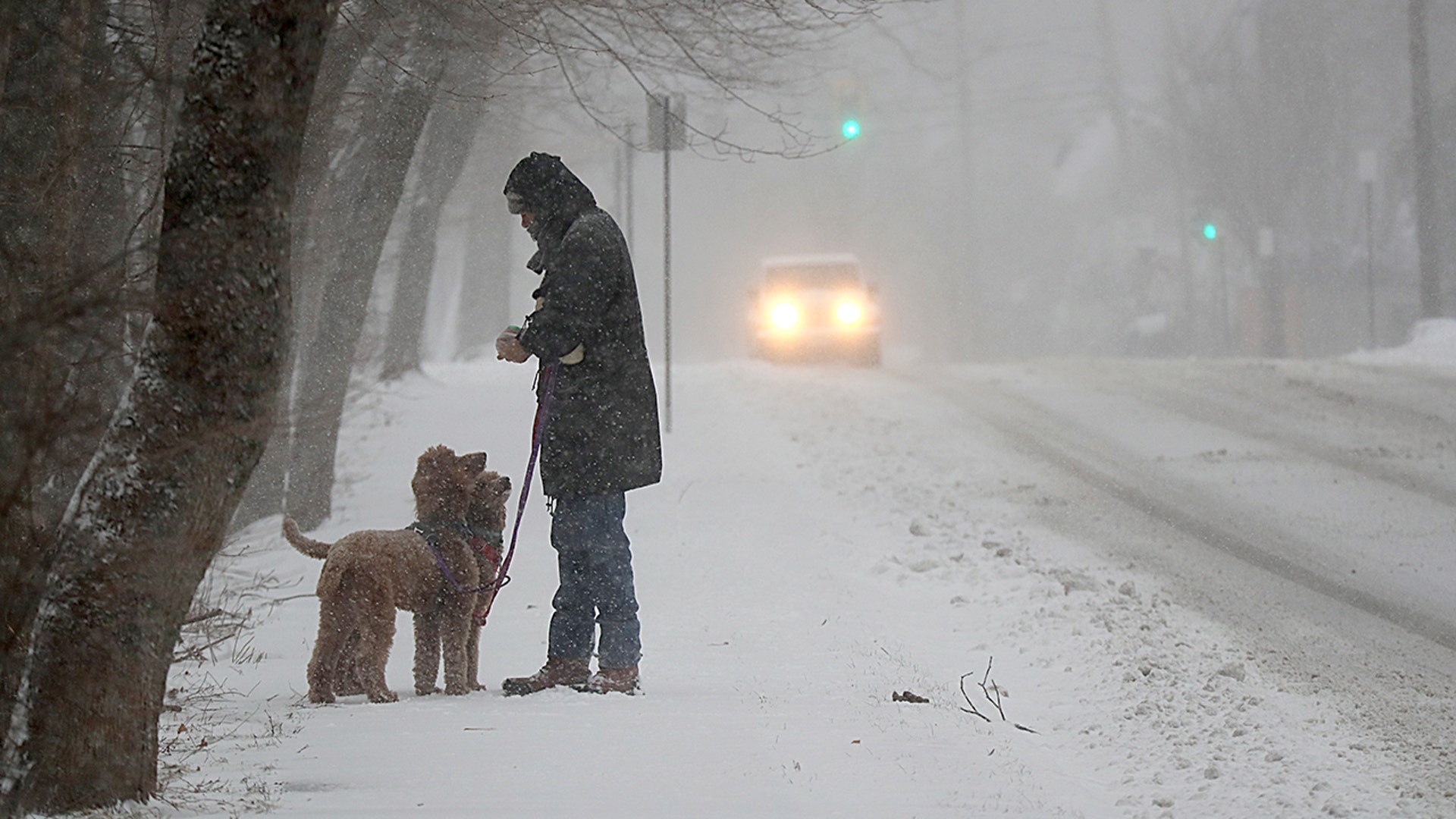 Plow in whiteout, East Squantum St. during the snowstorm in Quincy, MA on Jan. 29, 2022.