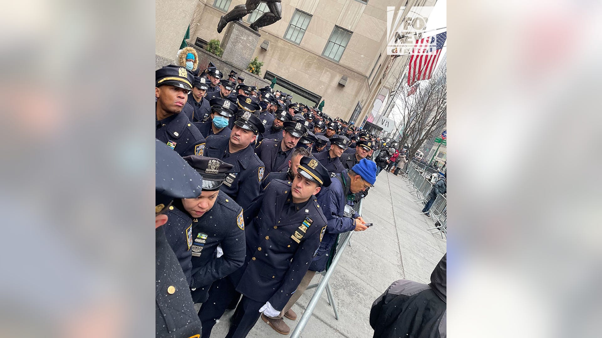 Thousands gather to pay their final respects to slain NYPD officer Jason Rivera on Jan. 28, 2022.