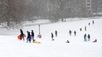 Sisters of Life go sledding in Central Park as winter storm Kenan blankets NYC