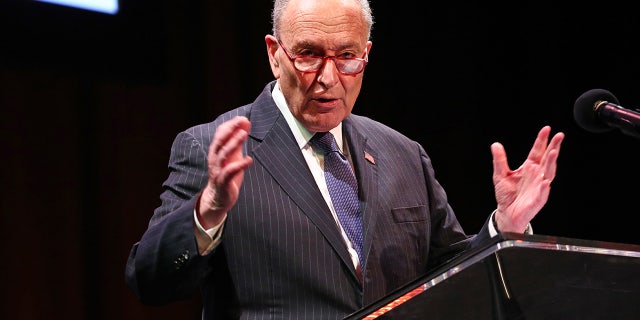 Senate Majority Leader Chuck Schumer speaks onstage at the 36th Annual Brooklyn Tribute to Dr. Martin Luther King, Jr. at Brooklyn Academy of Music on January 17, 2022 in New York City. (Photo by Astrid Stawiarz/Getty Images for Brooklyn Academy of Music )