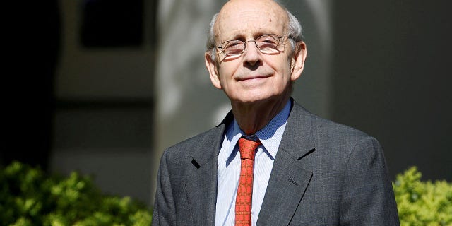 Associate Supreme Court Justice Stephen Breyer arrives for the swearing-in ceremony of Judge Neil Gorsuch as an associate Supreme Court justice in the Rose Garden of the White House in Washington, U.S., April 10, 2017.