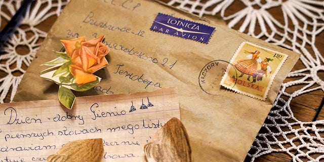 A letter sent to Lithuanian woman Genowefa Klonowska around 50 years ago is pictured.