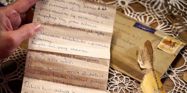 Genowefa Klonowska recently received this letter, along with a paper doll and a handmade colored rose, which were sent around 50 years ago.