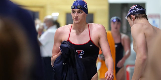 PHILADELPHIA, PA - JANUARY 8: Lia Thomas of the Pennsylvania Quakers after winning the 500 meter freestyle event during a tri-meet against the Yale Bulldogs and the Dartmouth Big Green at Sheerr Pool on the campus of the University of Pennsylvania on January 8, 2022 in Philadelphia, Pennsylvania. (Photo by Hunter Martin/Getty Images)