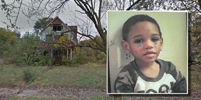 Damari Perry, inset, and the Indiana location where his body was found. (North Chicago Police Department)