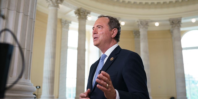 House Intelligence Committee Chairman Adam Schiff, D-Calif., a key member of the House select committee on the Jan. 6 attack, does a TV news interview, July 26, 2021.