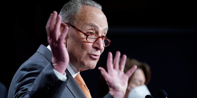 Senate Majority Leader Chuck Schumer speaks during a news conference on Capitol Hill, Jan. 4, 2022.