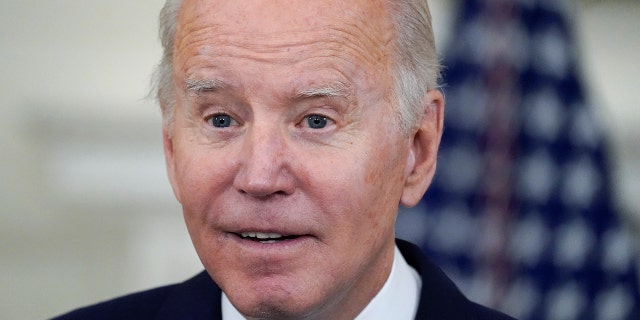 President Biden speaks about the 2021 jobs report in the State Dining Room of the White House, Friday, Jan. 7, 2022, in Washington.