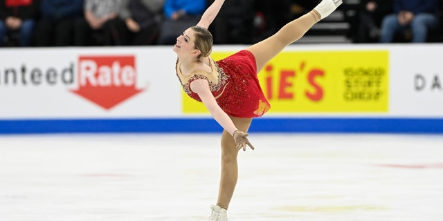 Gracie Gold competes in the women's free skate program during the U.S. Figure Skating Championships Friday, Jan. 7, 2022, in Nashville, Tenn. (AP Photo/Mark Zaleski)
