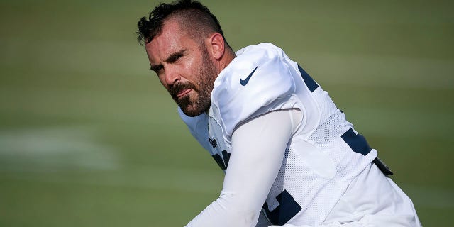Los Angeles Rams safety Eric Weddle watches during an NFL football training camp in Irvine, Calif., July 30, 2019.