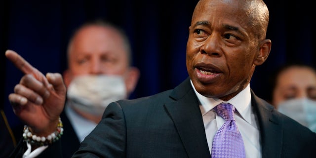 New York City Mayor Eric Adams speaks during a news conference in the Brooklyn borough of New York Jan. 4, 2022. 