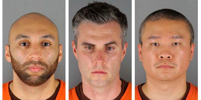 This combination of photos provided by the Hennepin County Sheriff's Office in Minnesota on June 3, 2020, shows, from left, former Minneapolis police officers J. Alexander Kueng, Thomas Lane and Tou Thao. 